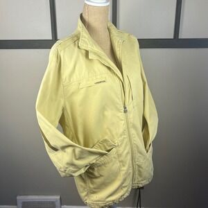 Burton Men's Lightweight Spring Bomber Jacket Yellow Zip Collared Streetwear M